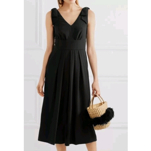 J.Crew Black Wideleg Jumpsuit Size 2 Cropped Flowy Romper Bow Tie Shoulders - Picture 1 of 15